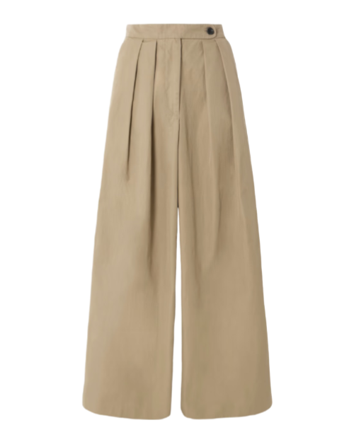 Pleated cotton-gabardine wide-leg pants