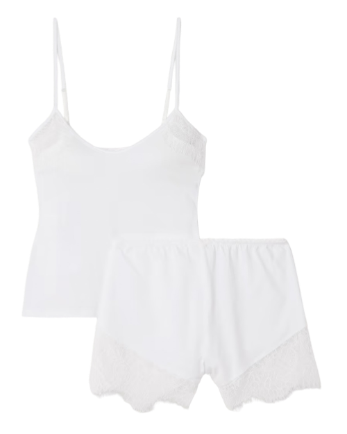 Mae and Mckenzie lace-trimmed organic Pima cotton-jersey pajama set