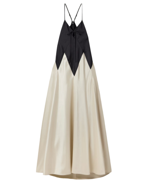 V two-tone dupioni gown