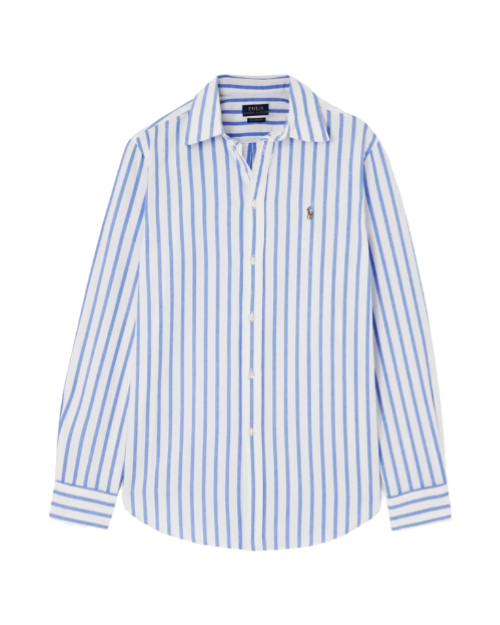 Embroidered striped cotton-Oxford shirt