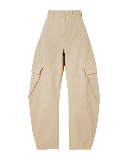 Twisted cotton-canvas barrel-leg cargo pants