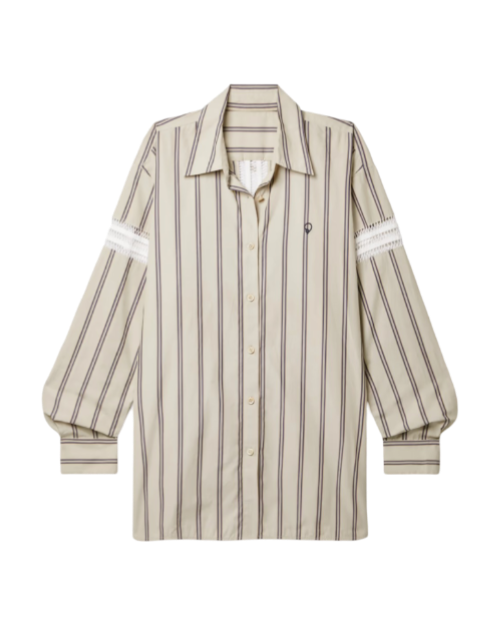 Winston crochet-trimmed striped cotton-poplin shirt