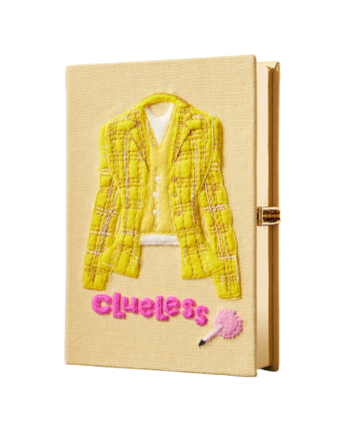 Clueless embroidered appliquéd canvas clutch