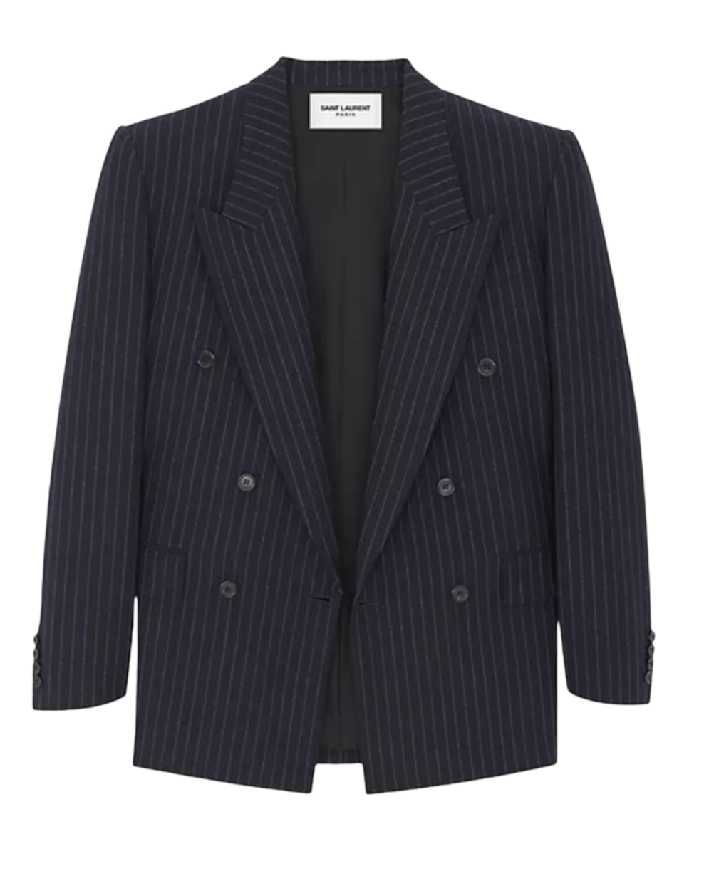 Saint Laurent Oversized Blazer In Striped Wool Flannel