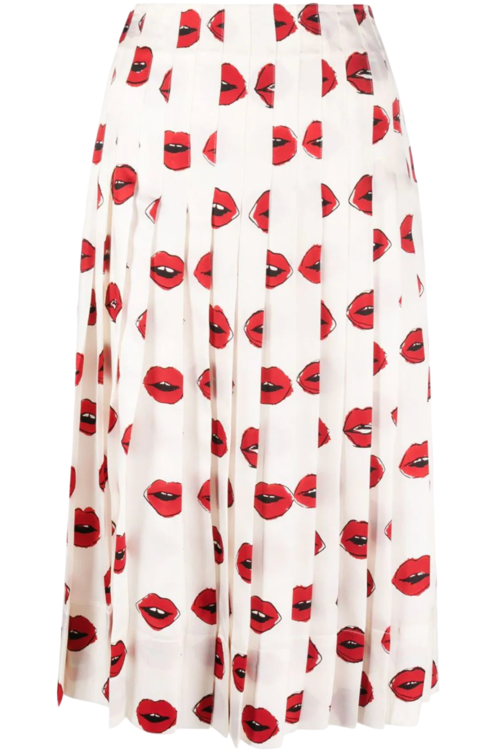 KHAITE Tudi lip-print pleated skirt