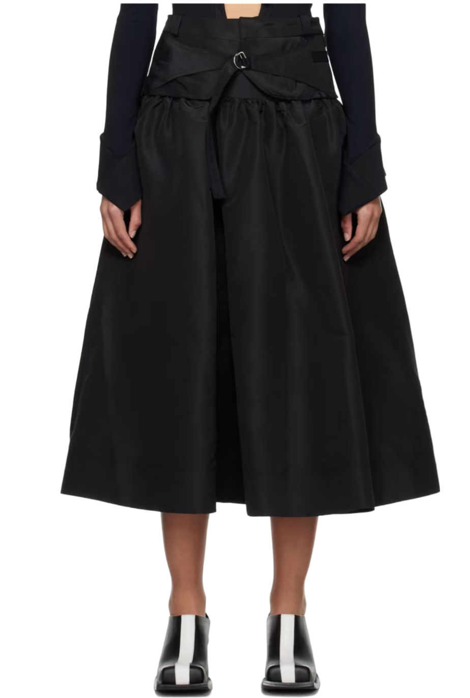 PAULA CANOVAS DEL VAS Black Puff Midi Skirt