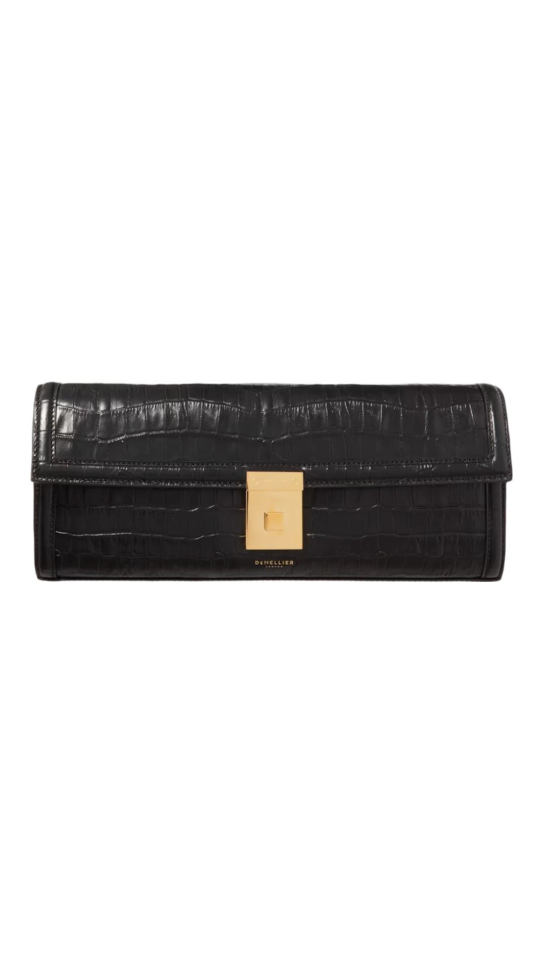 DEMELLIER + NET SUSTAIN Paris croc-effect leather clutch